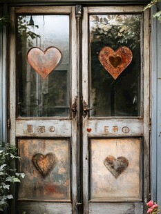 复古双门饰以爱心图案