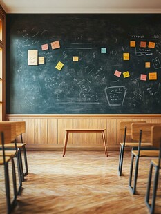 教室黑板贴满多彩便利贴