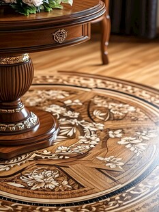 欧式雕花圆桌搭配精美地板