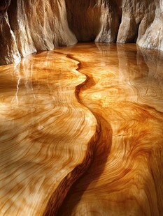 岩石溶洞中的绚丽水流