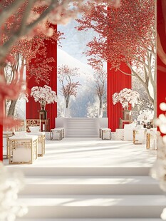 中式红白色浪漫婚礼场景