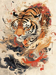 水墨风猛虎霸气来袭