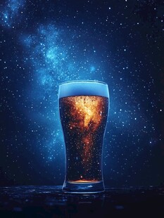 星空下的啤酒杯梦幻景象