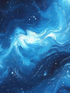 梦幻蓝色星空流体艺术画