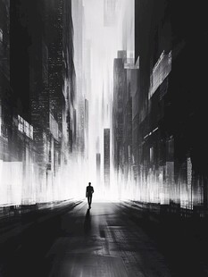 孤独行者漫步未来都市