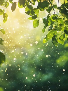 阳光透过绿叶的梦幻景致