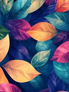 多彩树叶构成的绚丽图案