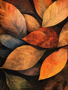 秋日斑斓树叶艺术图景