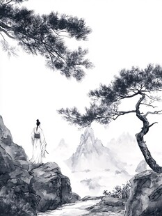 山间高士赏景图