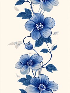 蓝花藤蔓图案精美设计