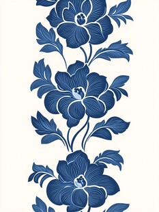 蓝白花卉垂直图案纹理
