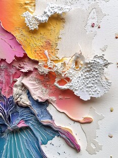多彩颜料纹理艺术画面