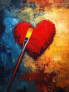 心型笔触艺术画