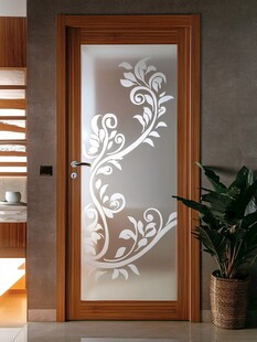 雕花玻璃木门 精致家居风