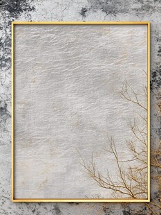 金色画框旁的枯树枝背景