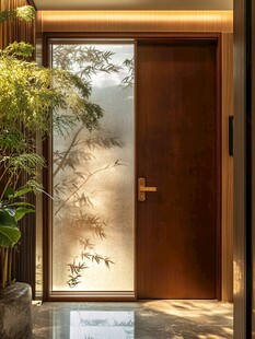 中式入户门 竹影相伴雅致风