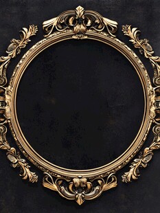 复古金色雕花圆形画框