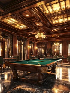 豪华复古风台球室场景
