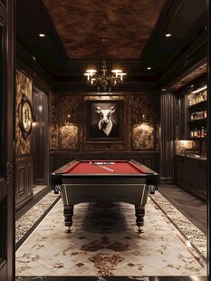 奢华复古风台球室场景
