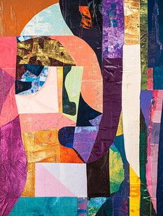 抽象拼贴艺术色彩画作