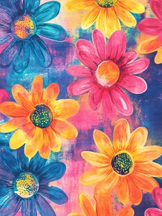 多彩手绘花朵图案背景