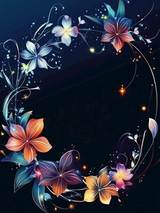 梦幻花卉环绕装饰图案