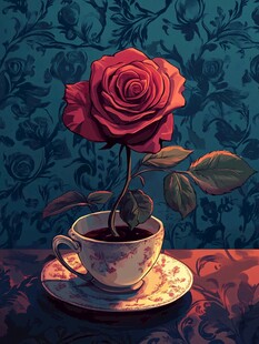 杯中玫瑰 复古浪漫风情