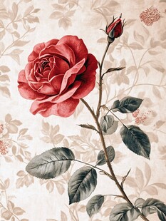 手绘红玫瑰与花卉背景图