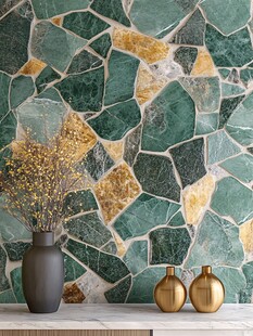 多彩碎拼石材墙饰艺术