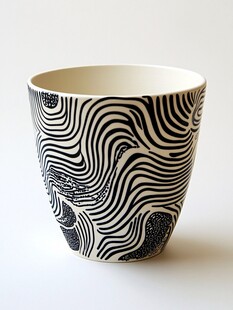 黑白纹陶瓷杯