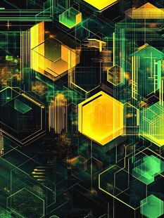 科技感六边形几何图案背景