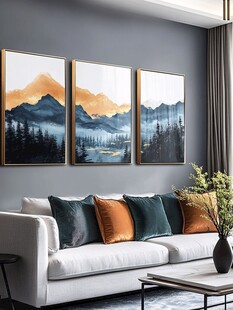 现代客厅三联山水装饰画