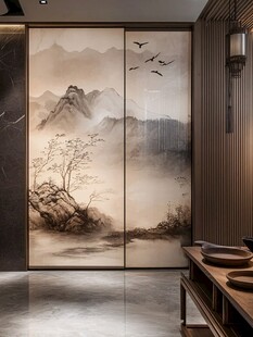 中式山水风移门室内景致