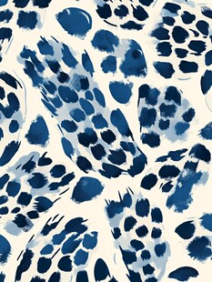 蓝白豹纹风抽象图案设计