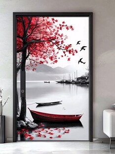 红枫湖畔小船静美风景