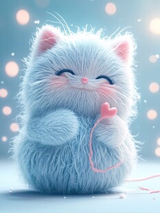 萌趣蓝猫手持爱心超可爱