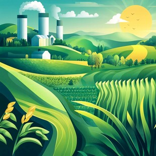 田园风光与工业设施共存