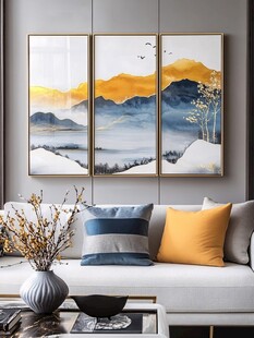 现代客厅三联山水装饰画