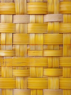 黄色竹编纹理特写