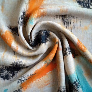 抽象笔触图案的多彩织物