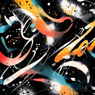 抽象多彩涂鸦艺术画作