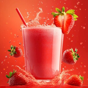 鲜榨草莓汁 活力满满瞬间