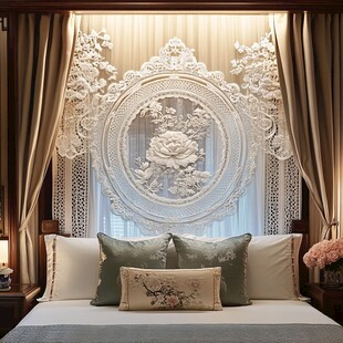 欧式蕾丝床幔装饰的优雅卧室