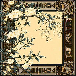 中式花卉边框古典装饰图