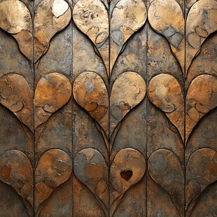 心形金属纹理艺术墙面