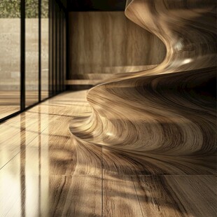 灵动木纹地板创意室内景
