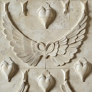 心形翅膀浮雕墙面装饰