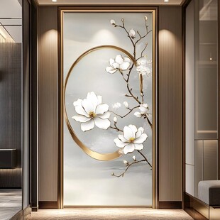 中式玉兰花玄关装饰画