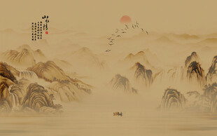 新中式水墨古风背景壁纸壁画