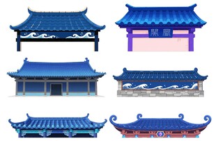 卡通中式房顶屋檐